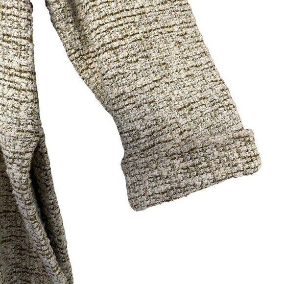 St. John Long Hoodie Sweater Bouclé In Ecru Melange Tweed Knit Hooded Sweatshirt - Picture 11 of 17